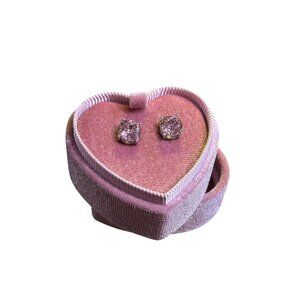 NEW Pink 4.00ctw CZ Stud Earrings Sterling Silver Pink Velvet Heart Box
